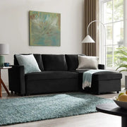 3 Seater Sofa Bed Pull-Out Reversible Chaise Black Velvet Storage Couch