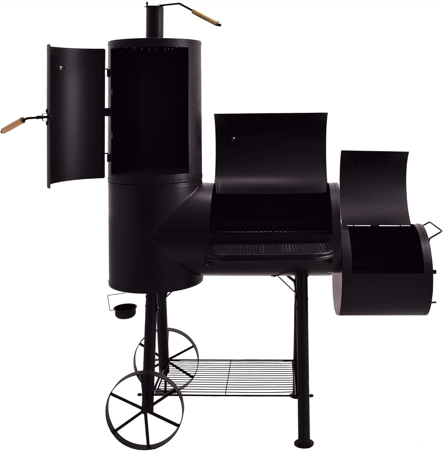 XXL Charcoal Smoker BBQ Grill & Smoker Oven Trolley | Large Outdoor Barbecue
