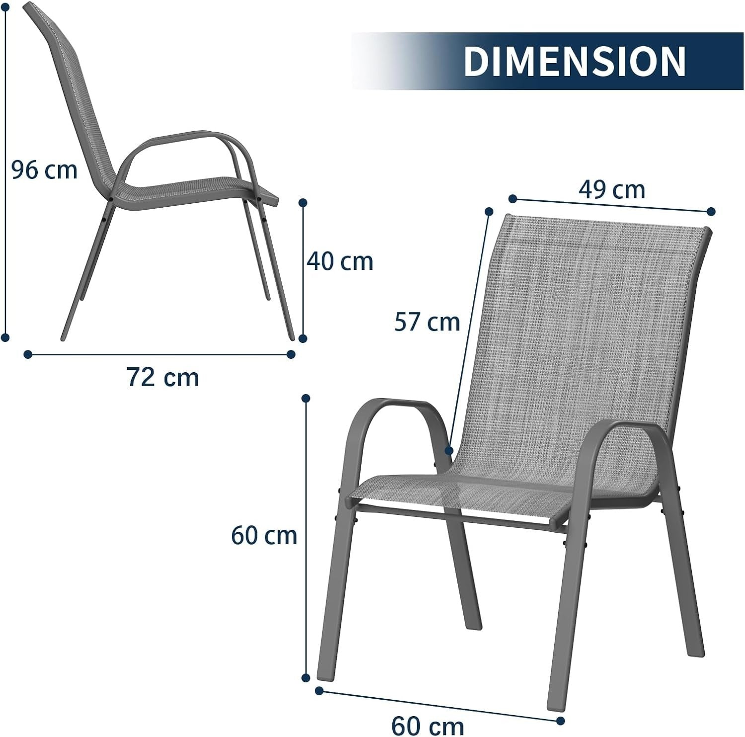 Stackable Outdoor Patio Chairs Set of 4 | Weatherproof Garden Dining Seats