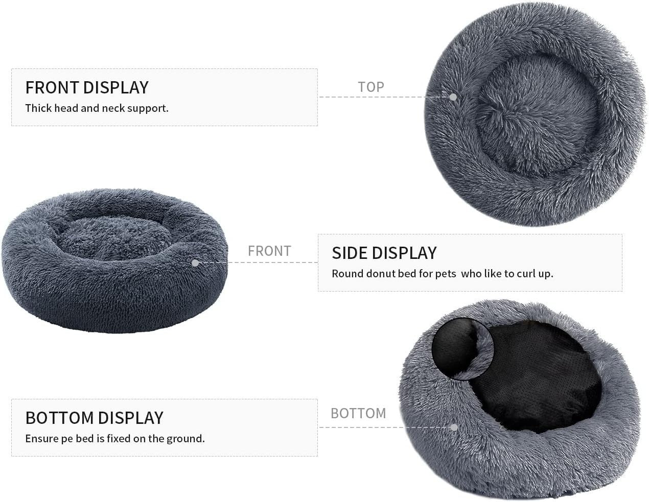 Calming Donut Dog Bed XXL Large Washable Anti Anxiety Plush