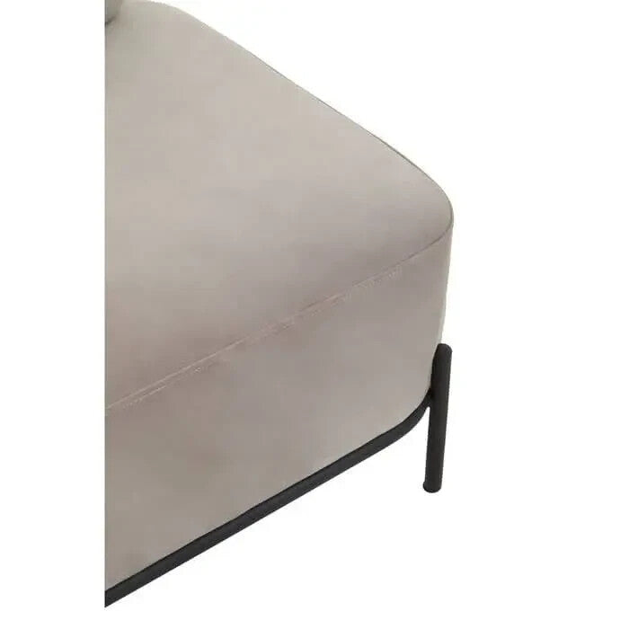 Modern Mink Velvet Accent Chair with Black Metal Legs | Minimalist Armchair