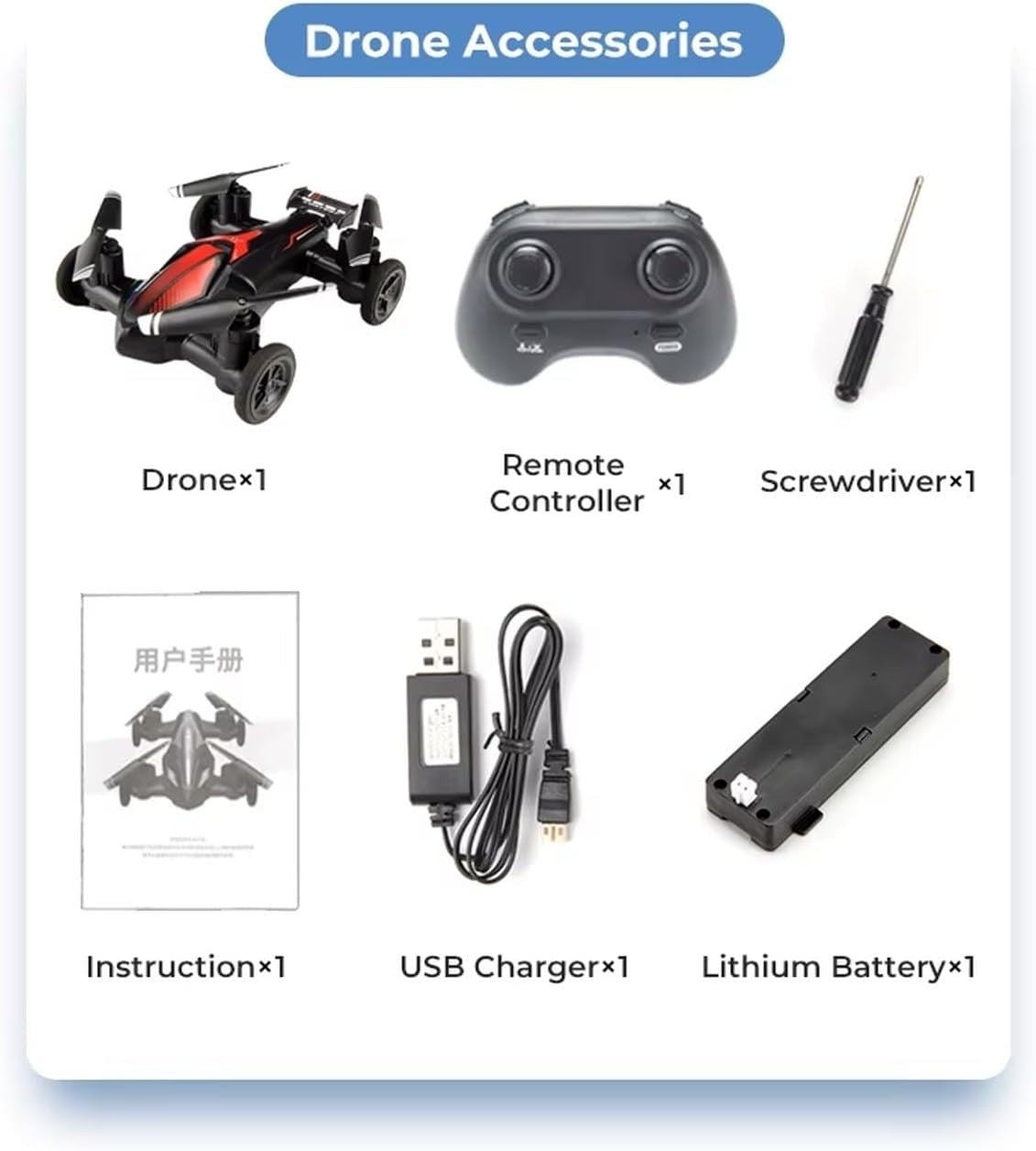 2-in-1 Land-Air RC Drone & Car, Headless Mode, 360° Flips, Kids Toy