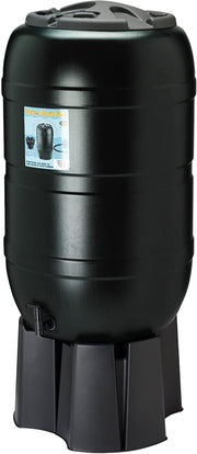 210L Black Garden Water Butt Kit with Stand, Tap & Filler for Outdoor Use