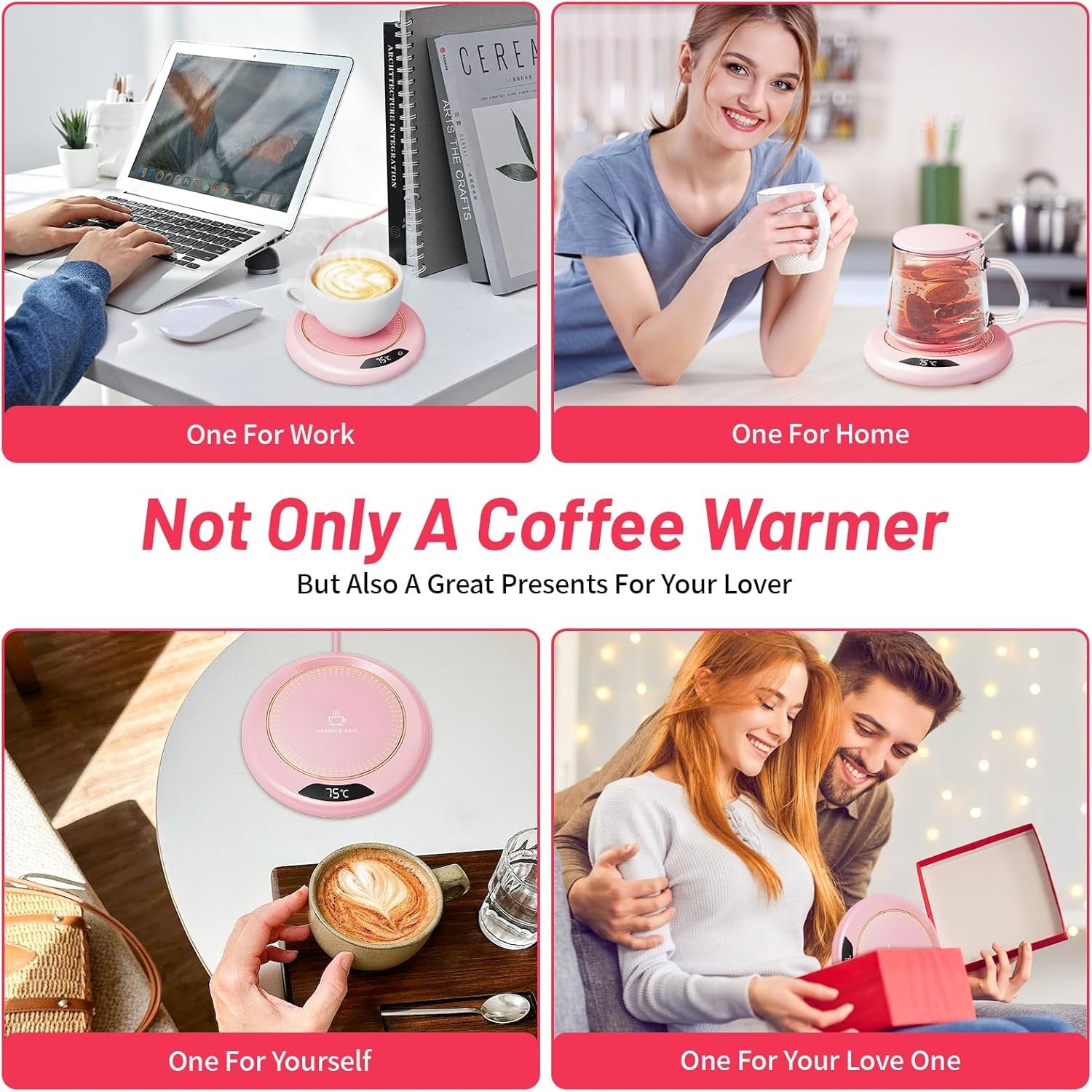 USB Coffee Mug Warmer 3 Temp Settings Smart Touch 8H Auto Shut Off