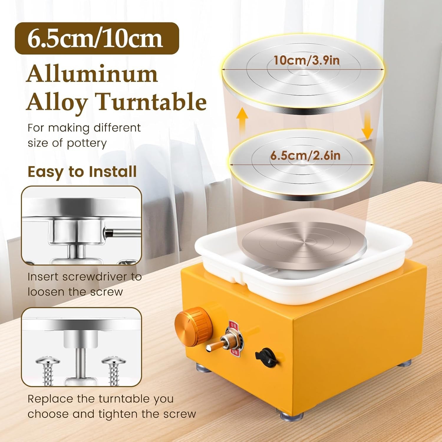 Mini Pottery Wheel Adjustable Speed Electric Ceramic Craft Kit for Kids Adults