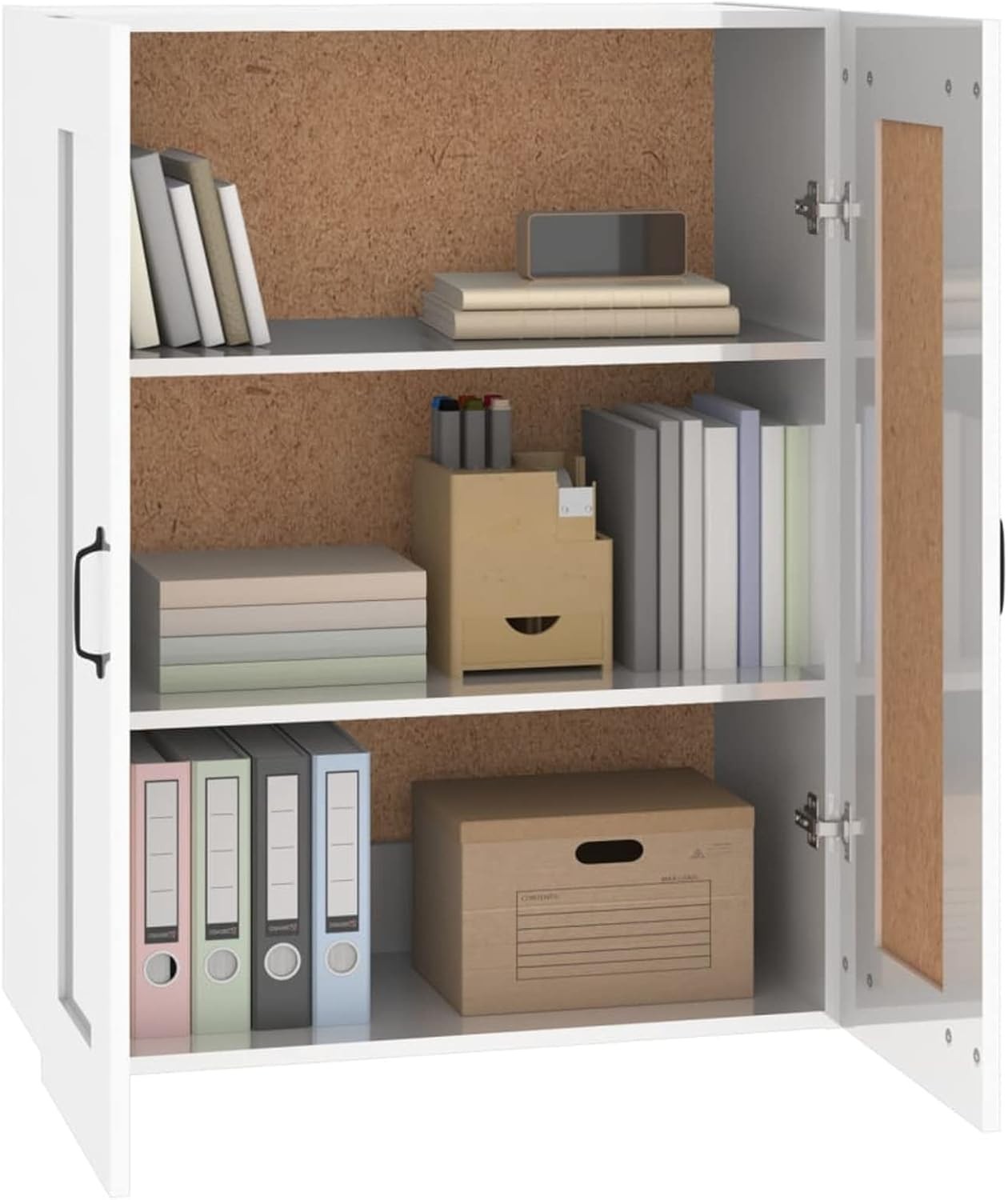 Wall Cabinet Cupboard with Doors High Gloss White Storage Unit 69.5x52.5x90cm