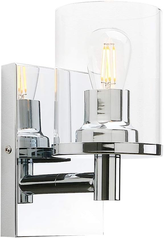 Dimmable Chrome Glass Wall Sconces Set of 2, Modern Vintage Indoor Lights