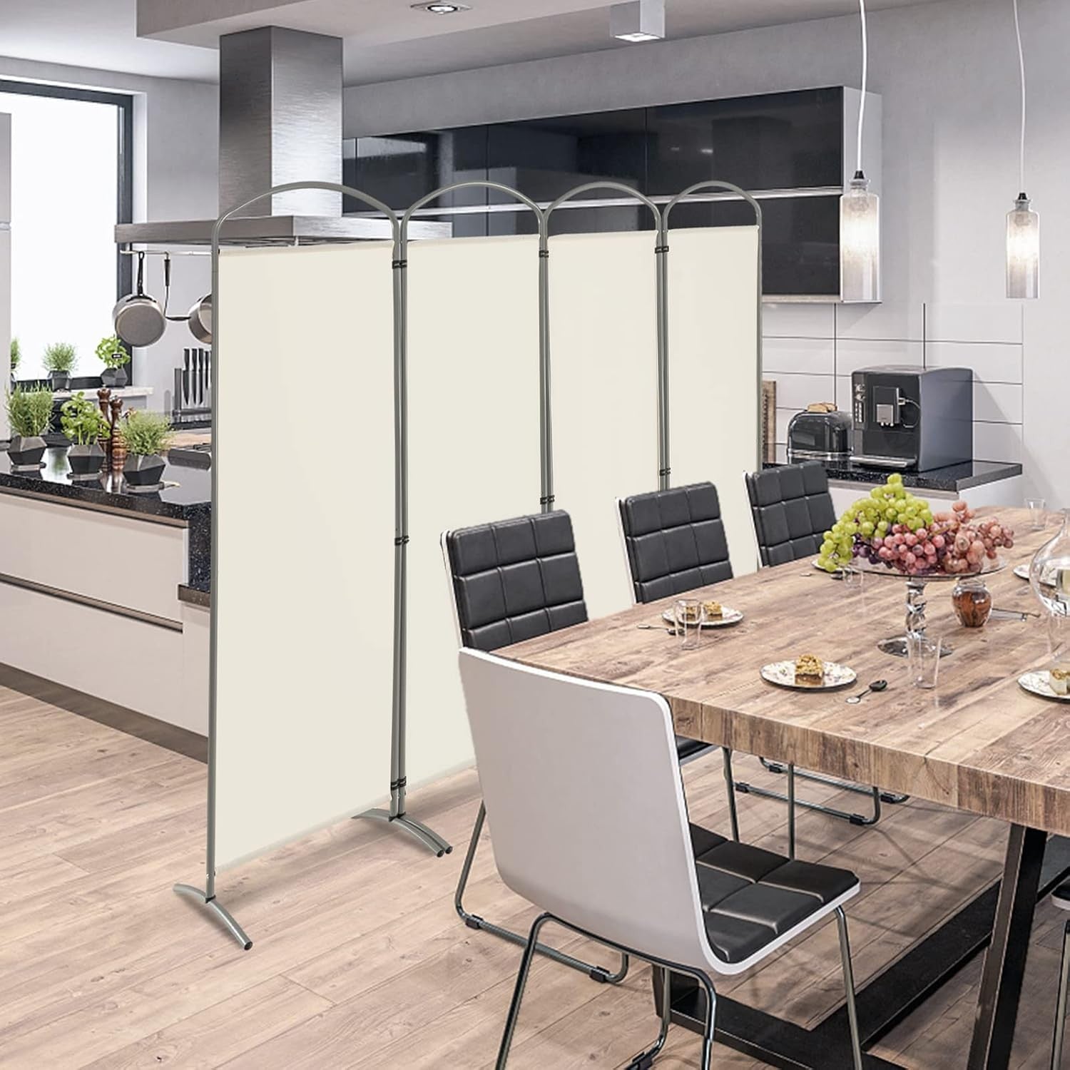 4 Panel White Folding Room Divider Freestanding Privacy Screen Partition 221x188