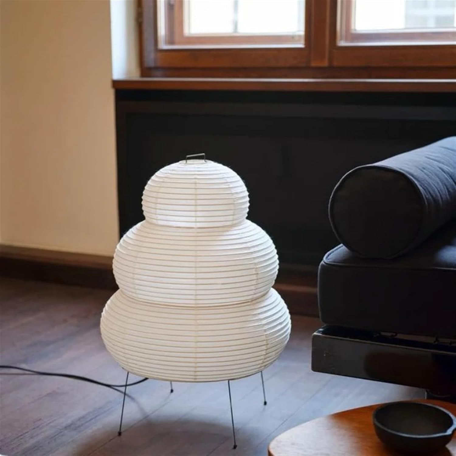 Tripod Floor Lamp Rice Paper Shade Minimalist Bedside Living Room Light