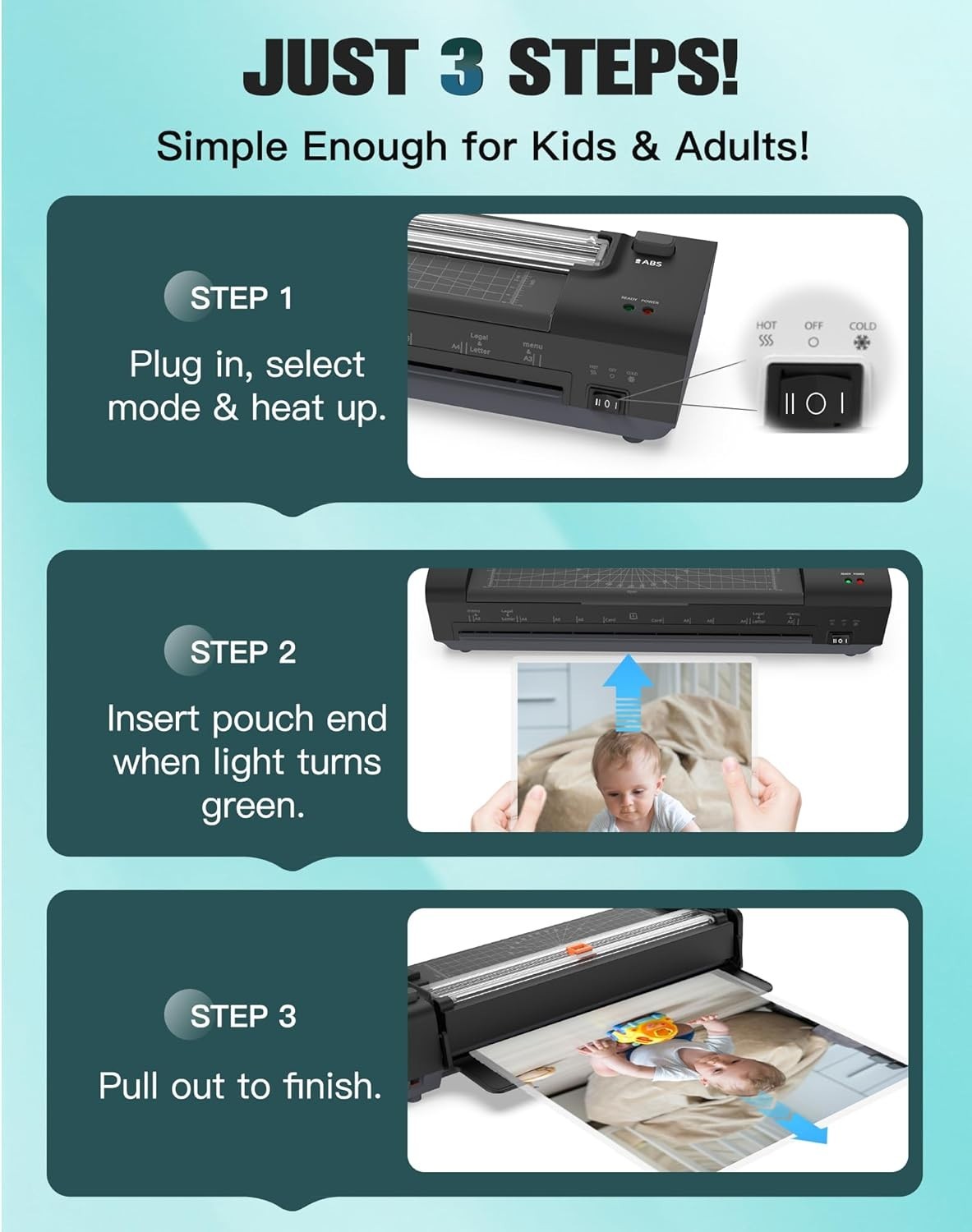 A3 Laminator 10-in-1 Auto Feed Hot Cold Anti Jam Trimmer + 20 Sheets