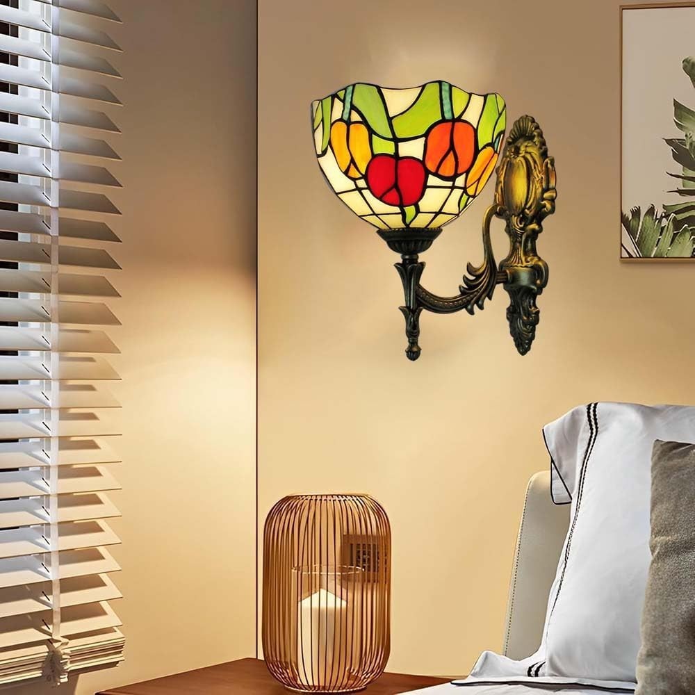 Tiffany Style Wall Light Vintage Stained Glass Sconce Lamp 28cm Hallway