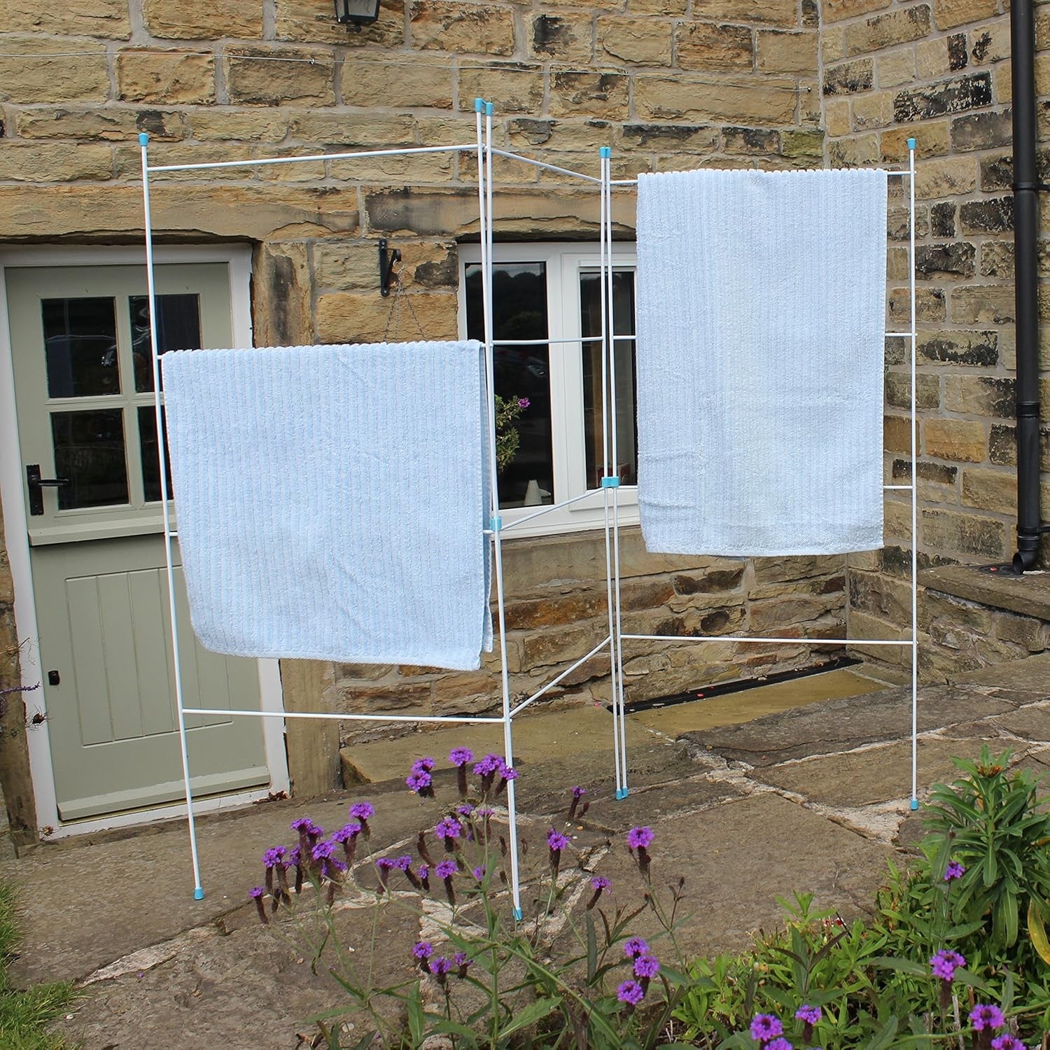Folding Clothes Airer 3 Panel Indoor Outdoor Laundry Dryer Space Saving White