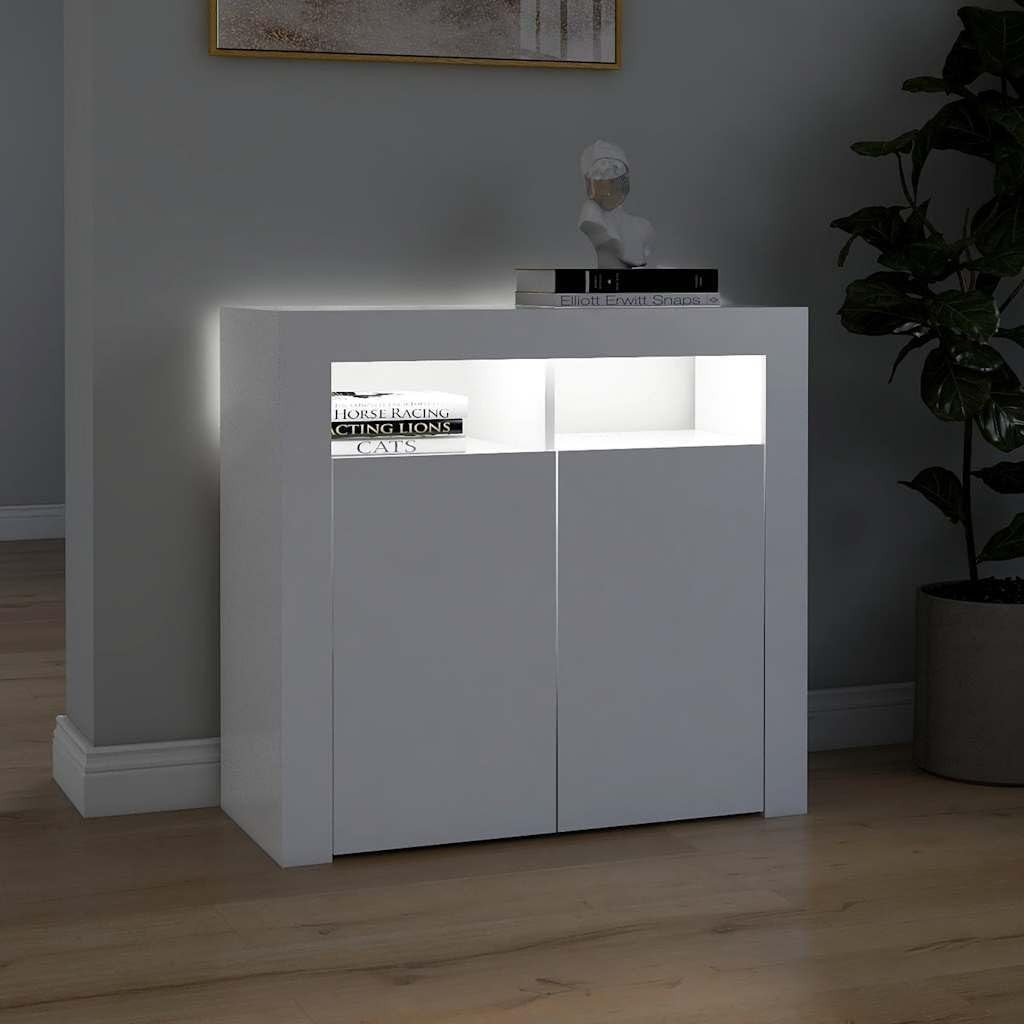White LED Sideboard Cabinet RGB Lights Storage Unit for Living Room**