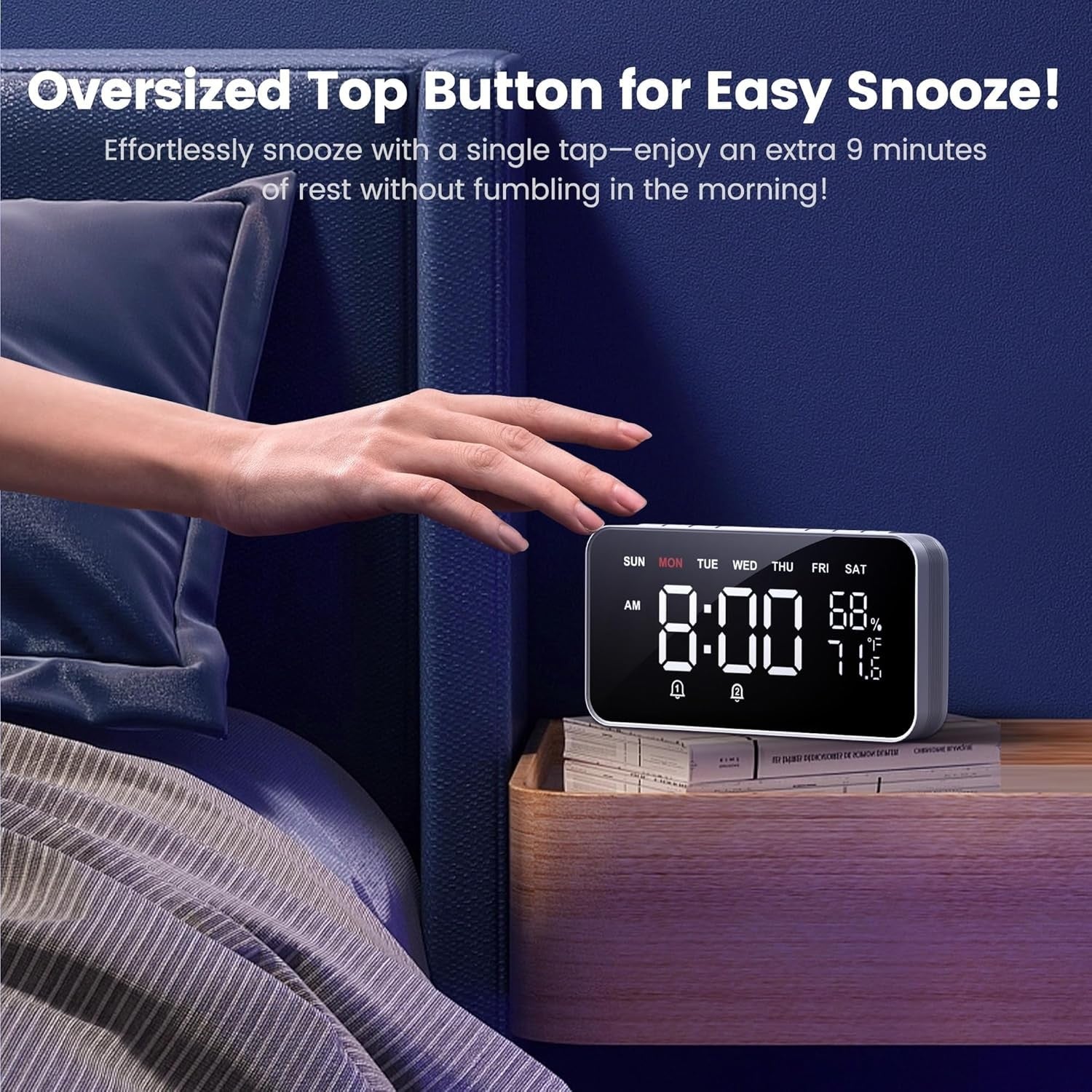 Loud Alarm Clock Bed Shaker Heavy Sleepers Large Display Vibrating Dual Alarm