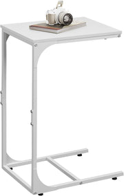White C Shaped Side Table Sofa Bed Desk Small End Table for Compact Spaces