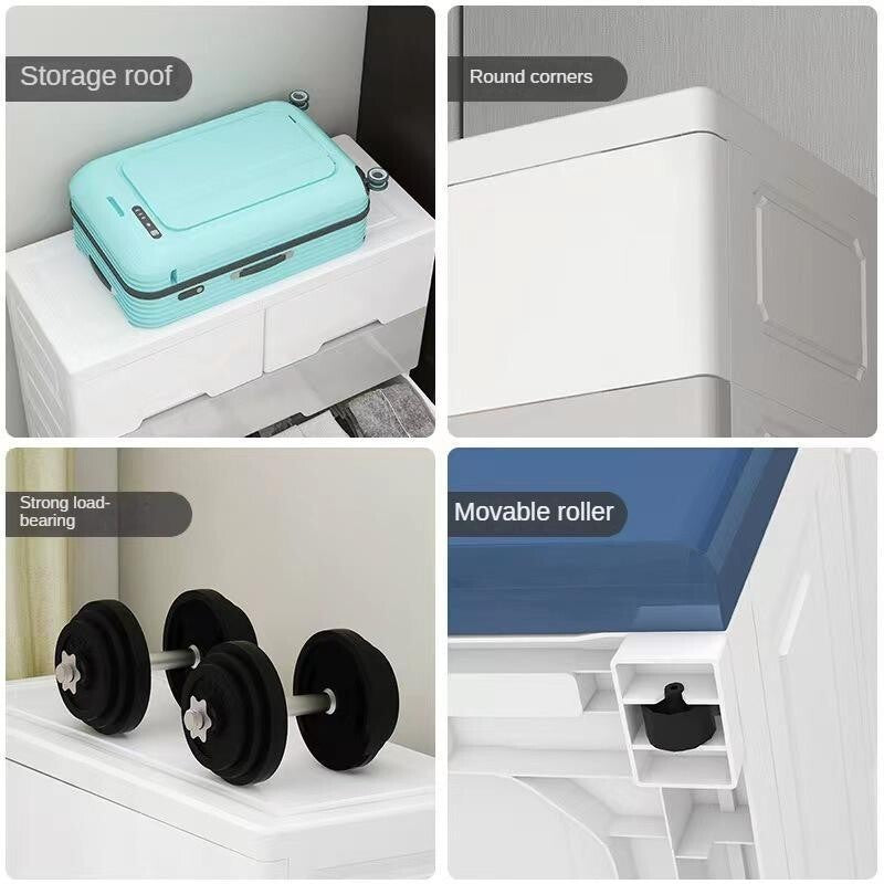 Multicolour 5 Drawer Plastic Storage Cabinet Clothes Box for Bedroom