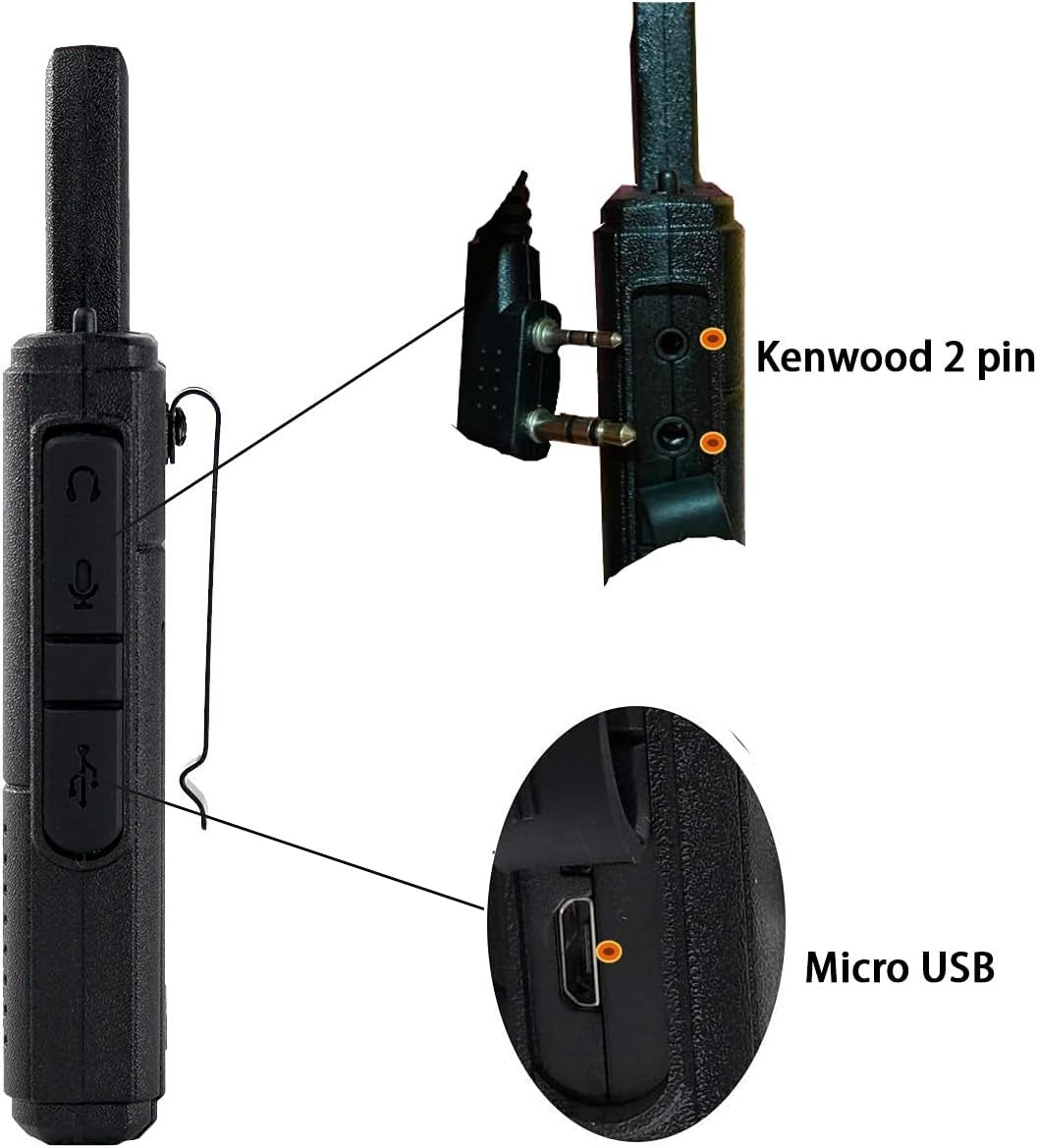 PMR446 Walkie Talkies 2 Pack Long Range Mini VOX Rechargeable Radio