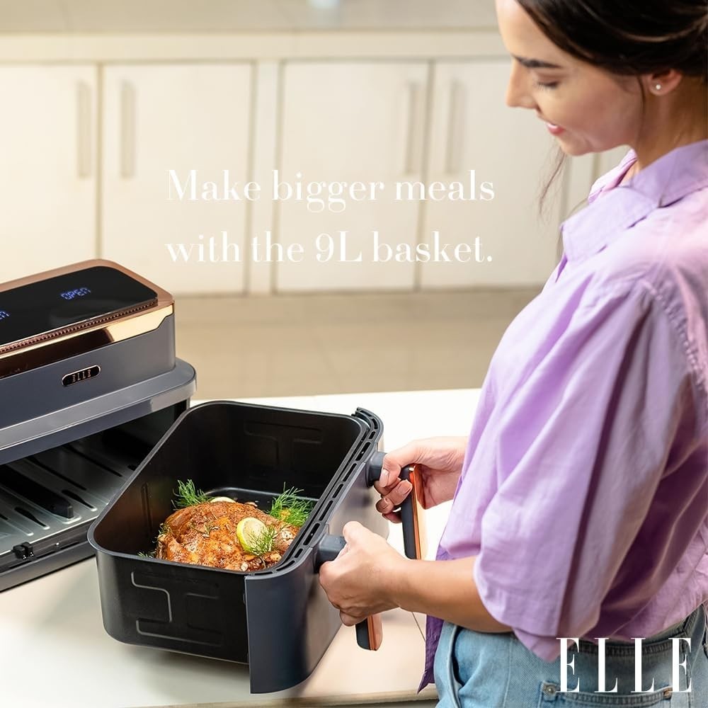 9L Triple Basket Air Fryer Match Cook 10-in-1 Oil Free Touch Dual Zone