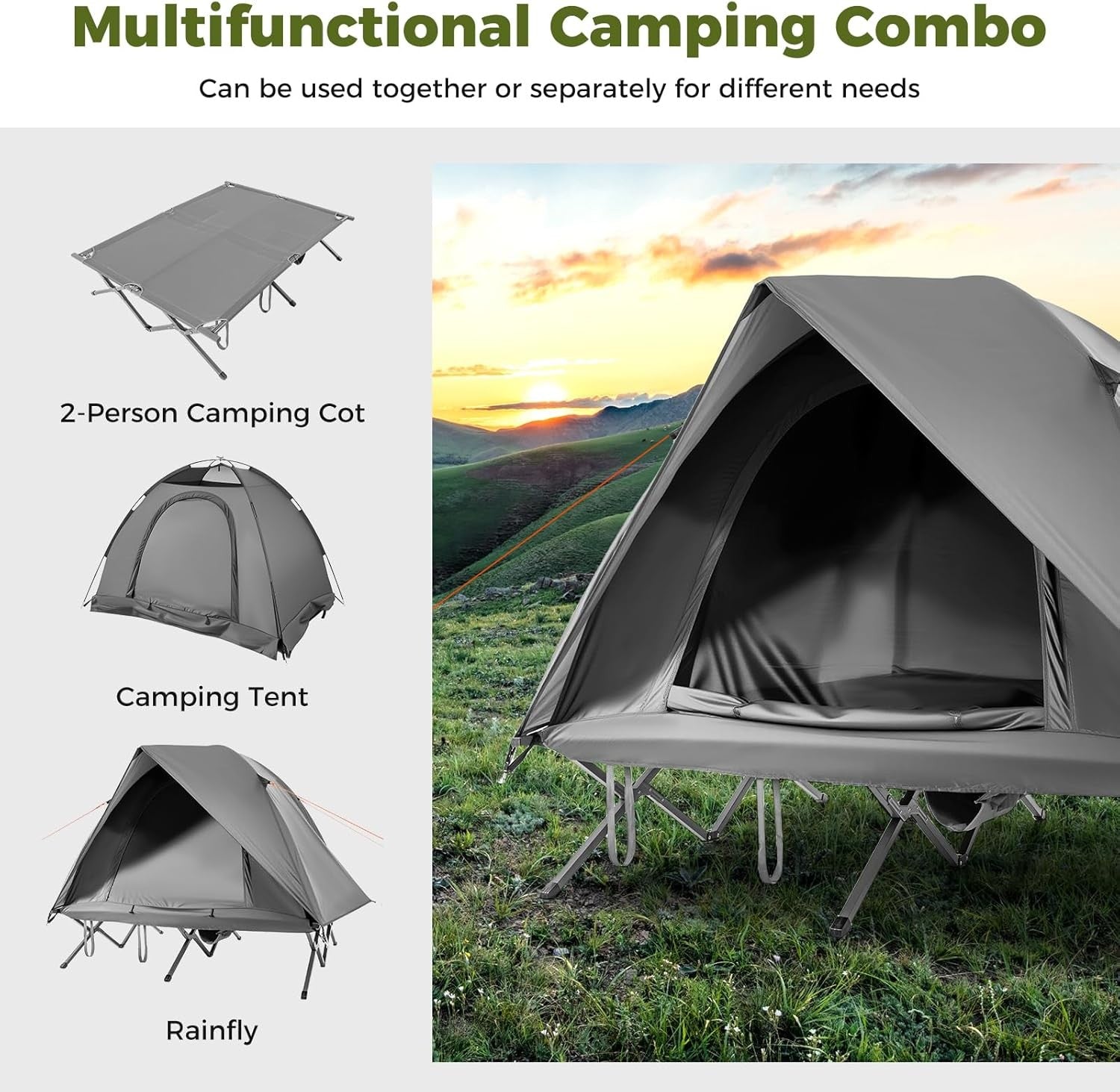 2 Person Elevated Camping Tent Cot Waterproof Foldable