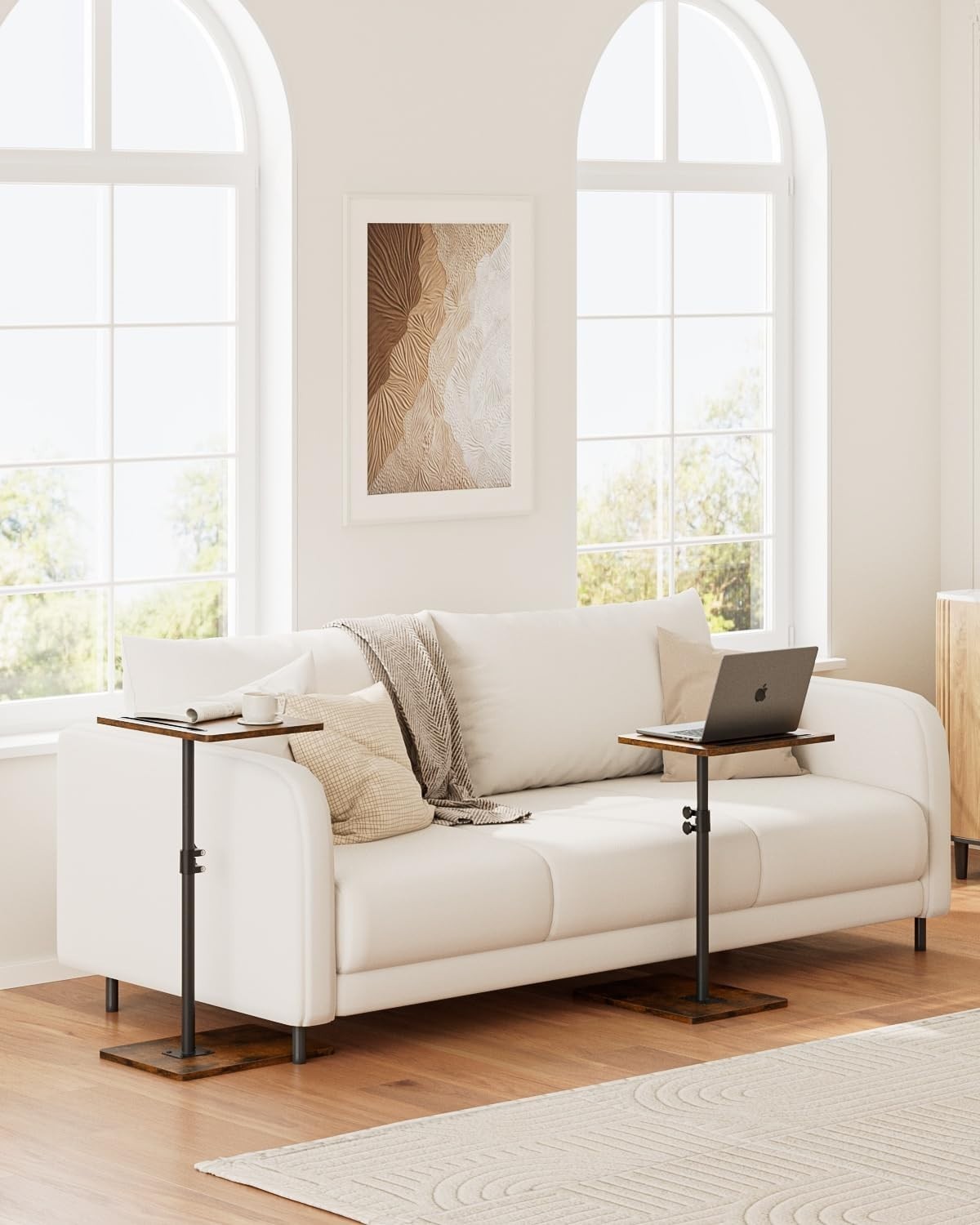 Adjustable C-Shaped Swivel Side Table 45-81cm Small Sofa Laptop Tray