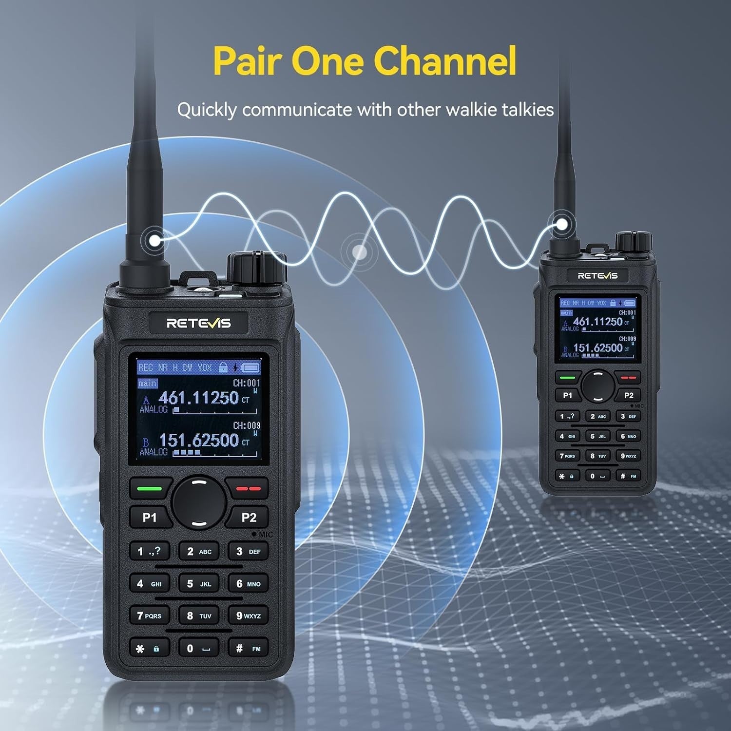 Dual Band Walkie Talkies 4 Pack Long Range 2000mAh Type-C Group Call