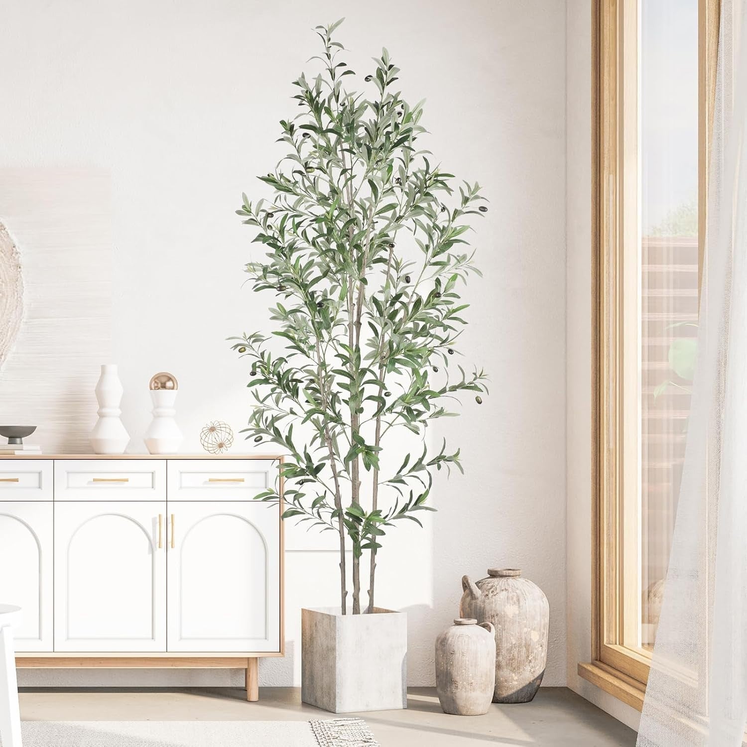 7ft Artificial Olive Tree Tall Faux Plant Realistic Leaves Indoor Home Decor