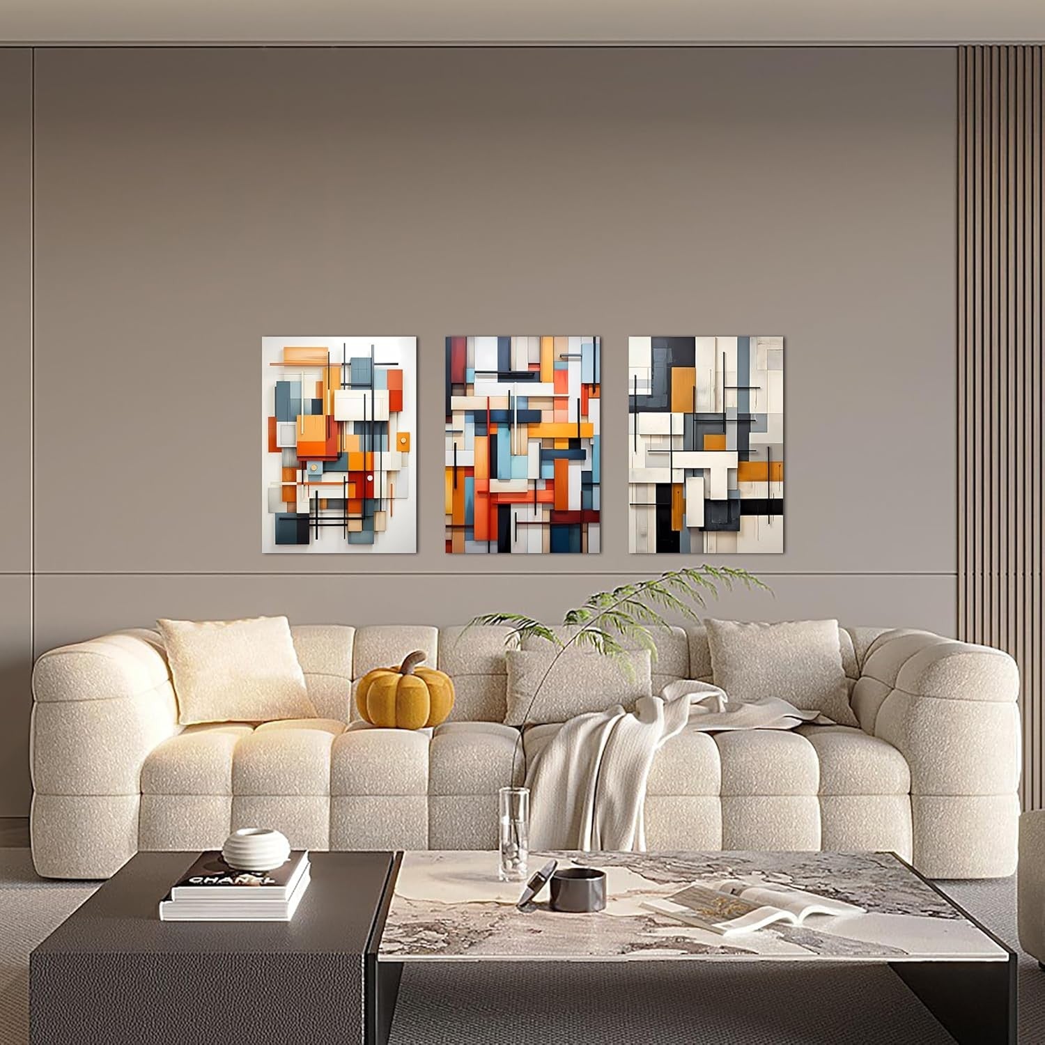 3 Panel Abstract Canvas Wall Art 60x40cm Framed Modern