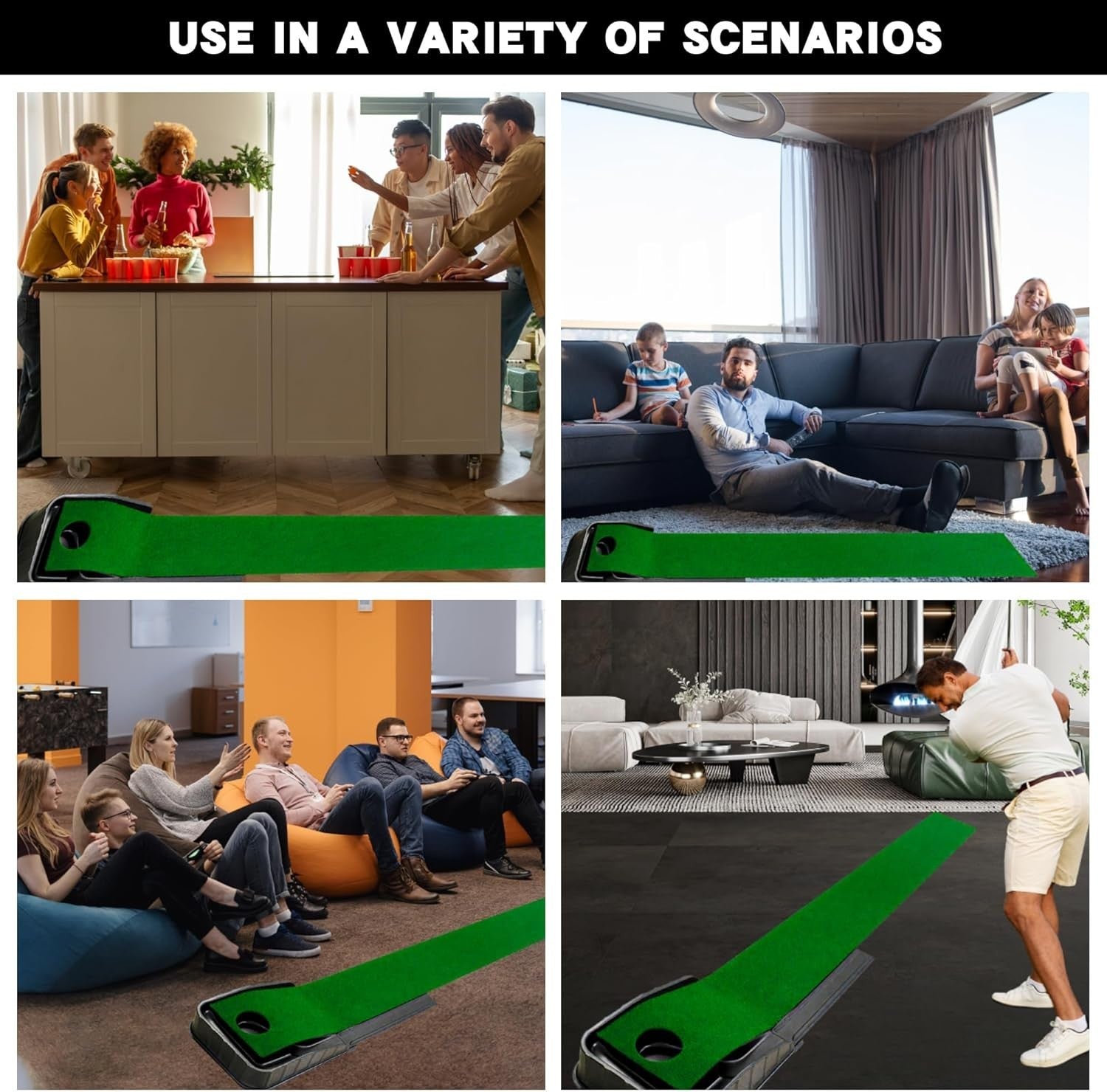 Golf Putting Mat 3x9ft Auto Ball Return Indoor Outdoor Practice Trainer