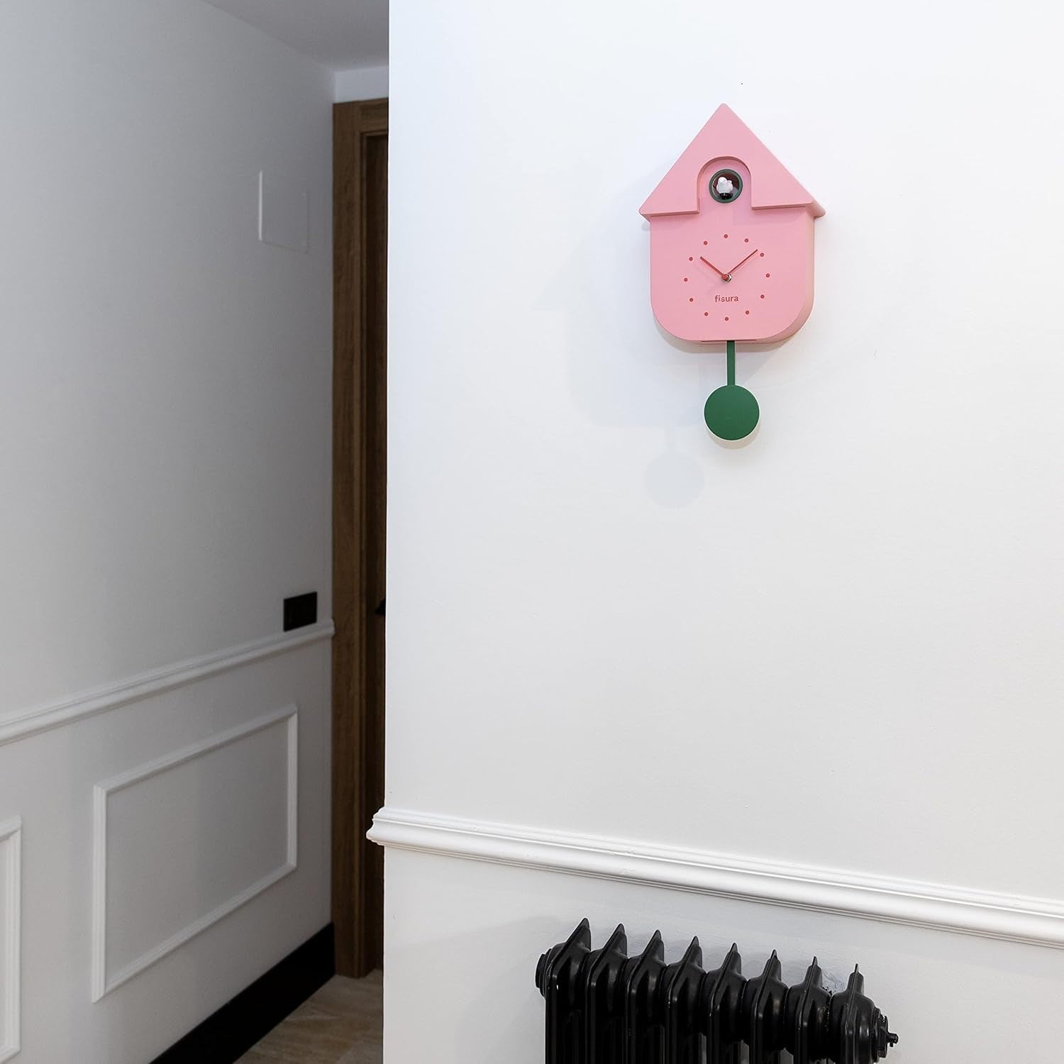 Pink Cuckoo Wall Clock Silent Bird Sound Modern Decor for Kids Room Gift
