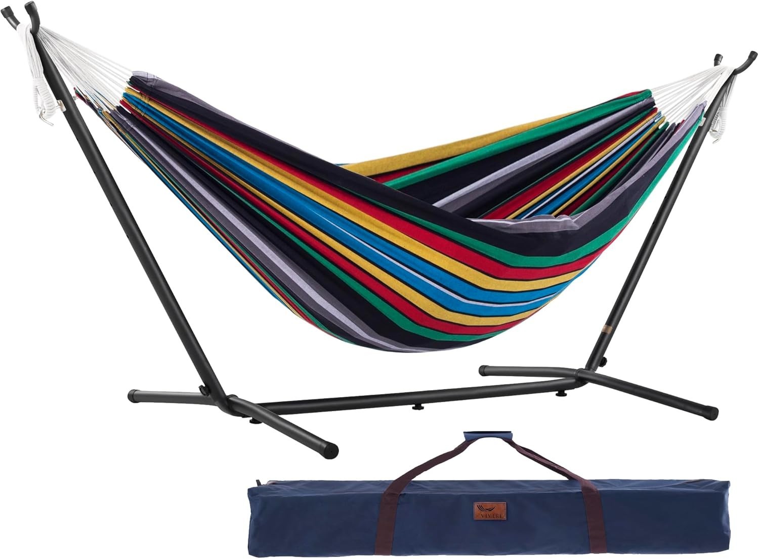 Double Cotton Hammock with Stand – 280cm Frame, 2 Person Outdoor Garden Bed