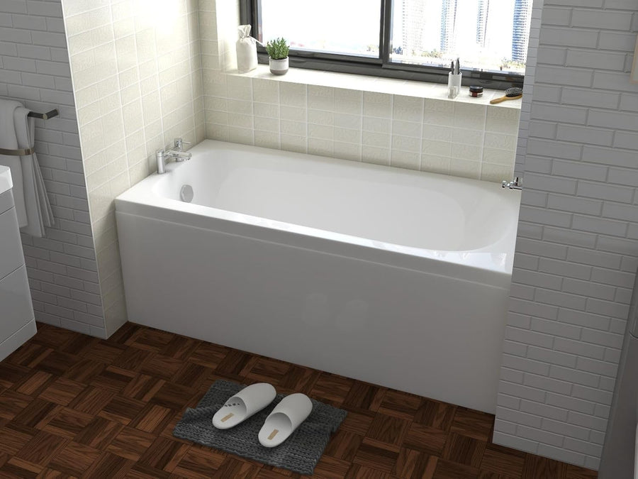 1600x700mm White Designer Single Ended Freestanding Round Bath Tub