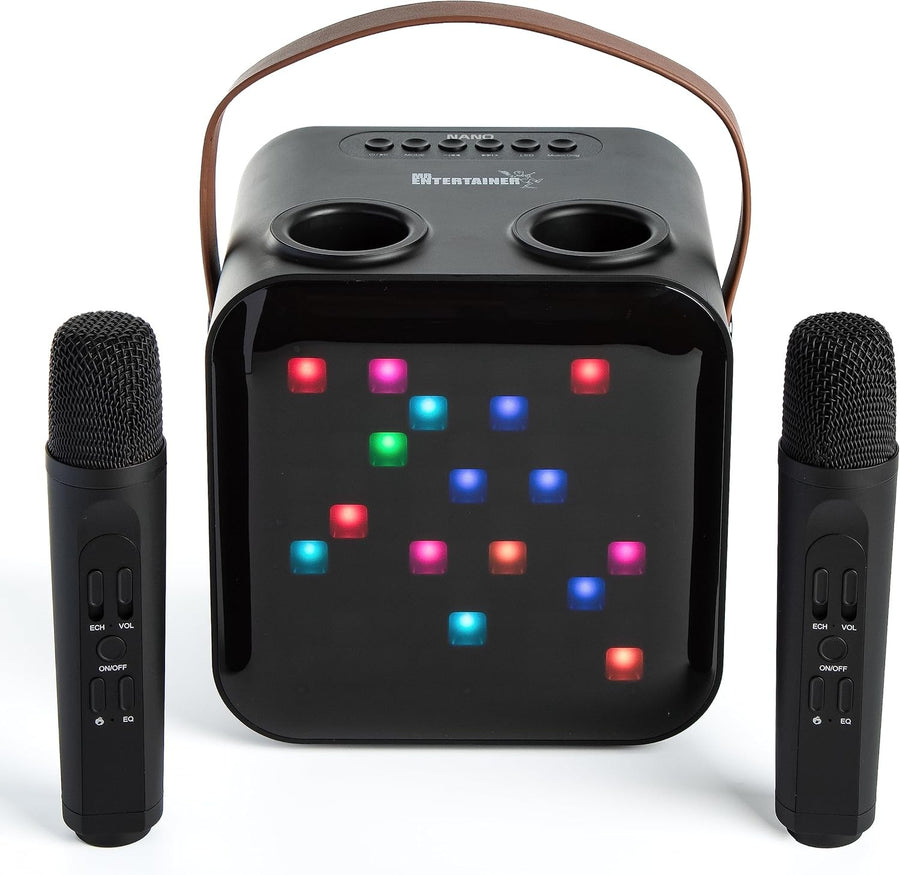 Karaoke Machine Portable Speaker 2 Wireless Mics LED