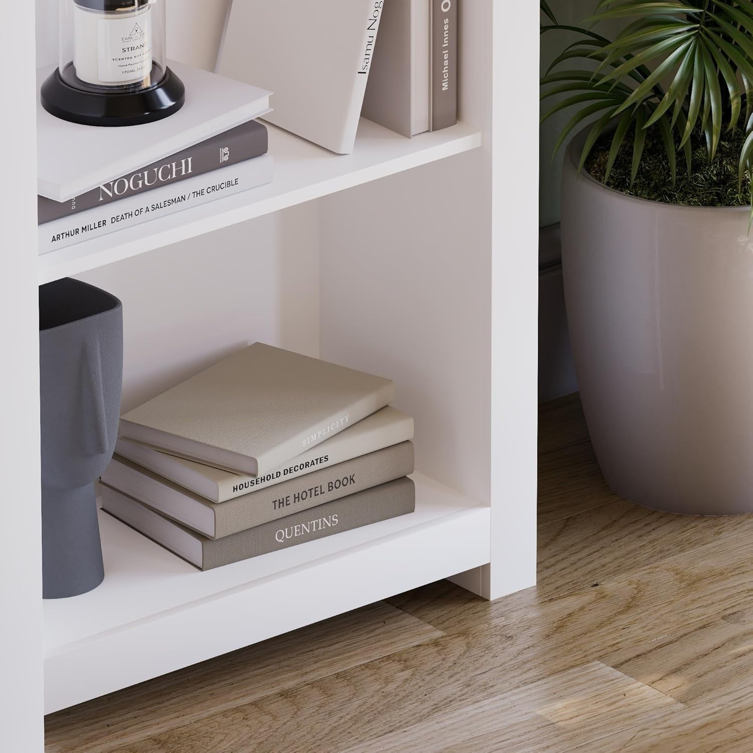 4 Tier White Oak Ladder Bookcase – Modern Display Storage Shelf Unit 140cm