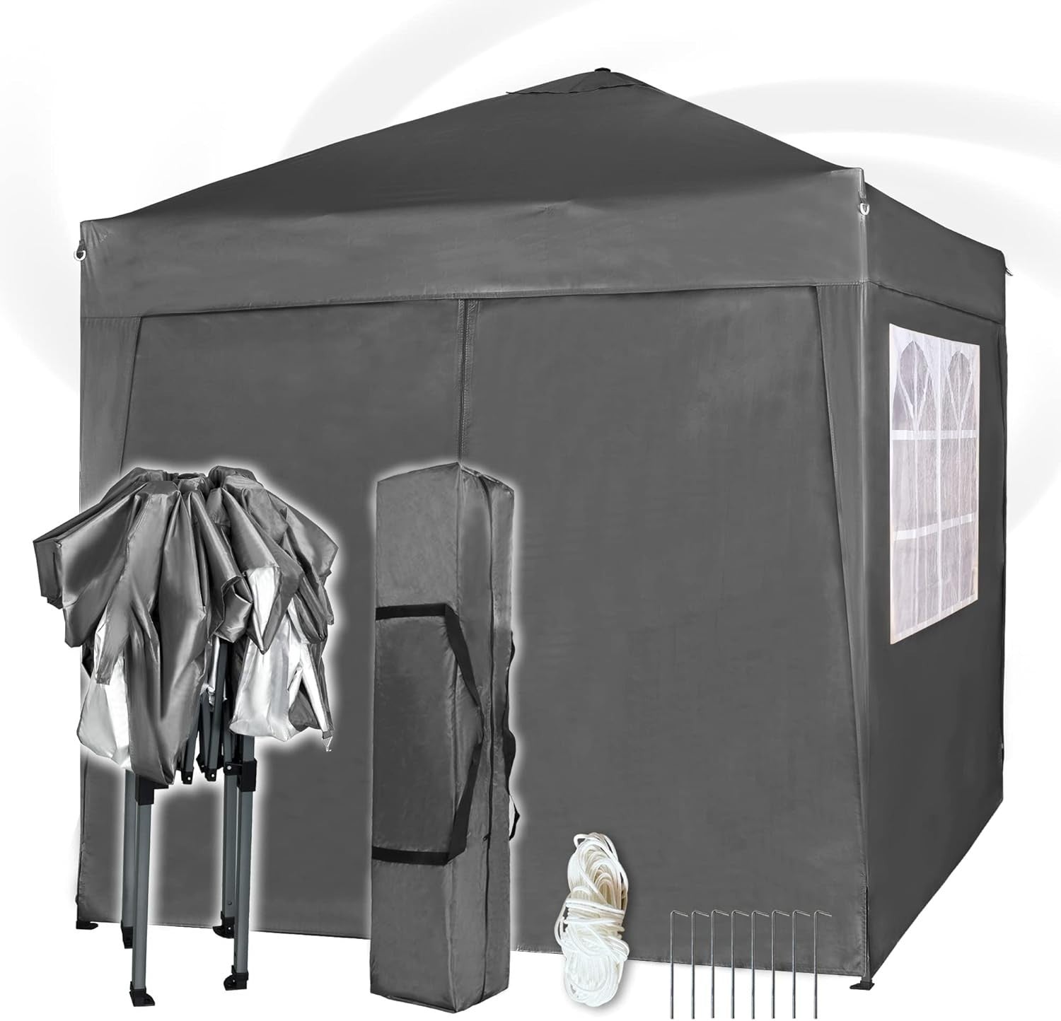 2x2m Pop Up Gazebo Waterproof w/ Sides Grey Silver Protective Canopy