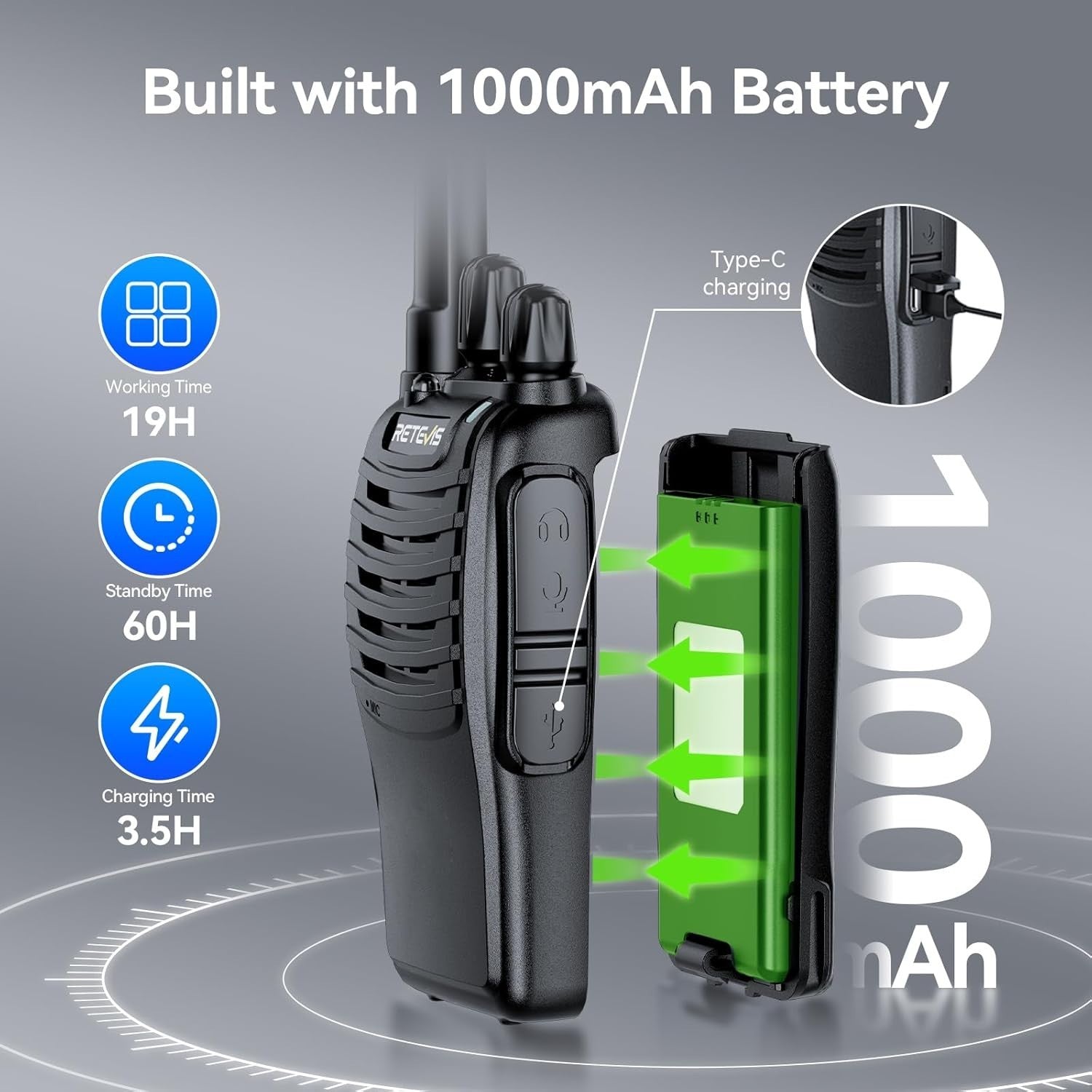 Walkie Talkies 10 Pack Long Range Rechargeable VOX USB-C Commercial