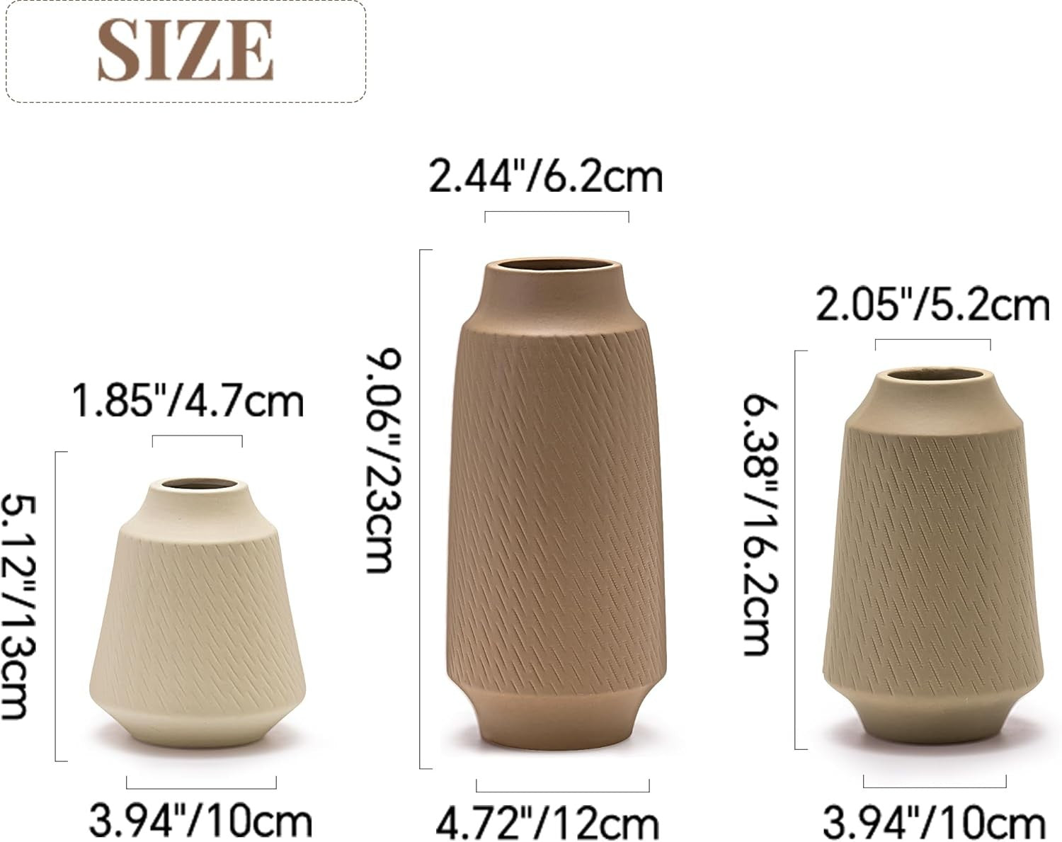Ceramic Vase Set of 3 Modern Boho Flower Vases Home Office Decor