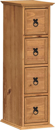 Solid Pine CD Storage Tower 4 Drawer Chest Rustic Wooden Media Unit
