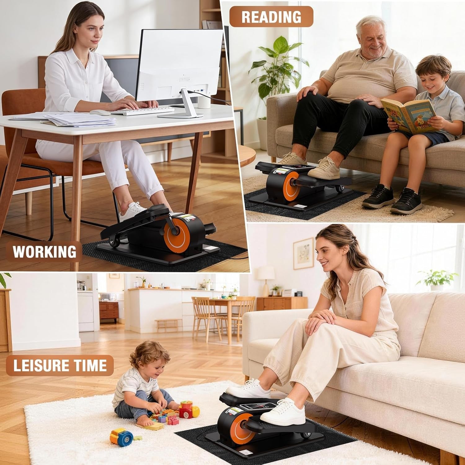 Under Desk Elliptical Machine Electric Seated Pedal Exerciser Quiet Remote