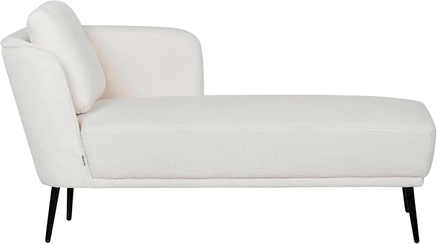 Boucle Chaise Lounge Sofa Left-Hand | Retro Style Off-White Compact Seat