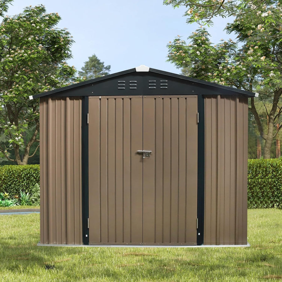 Metal Garden Shed Outdoor Storage Utility House Tool Storage 6x8FT