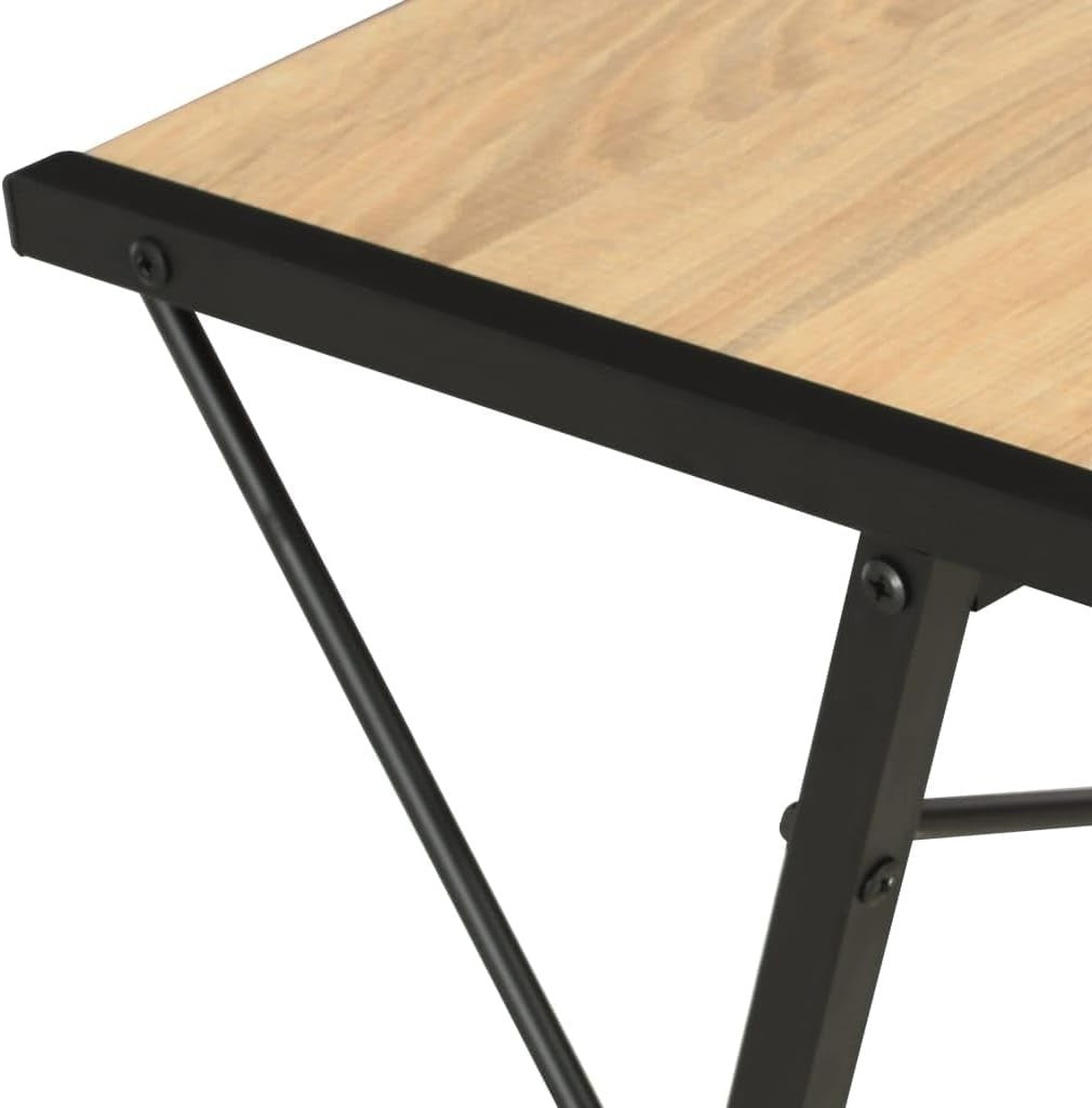 Z-Shaped Computer Desk with Shelves 116x50x93cm Black + Oak Home Office Table