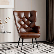 High Back Leather Armchair Gold Legs Comfy Lounge Chair 150kg Capacity