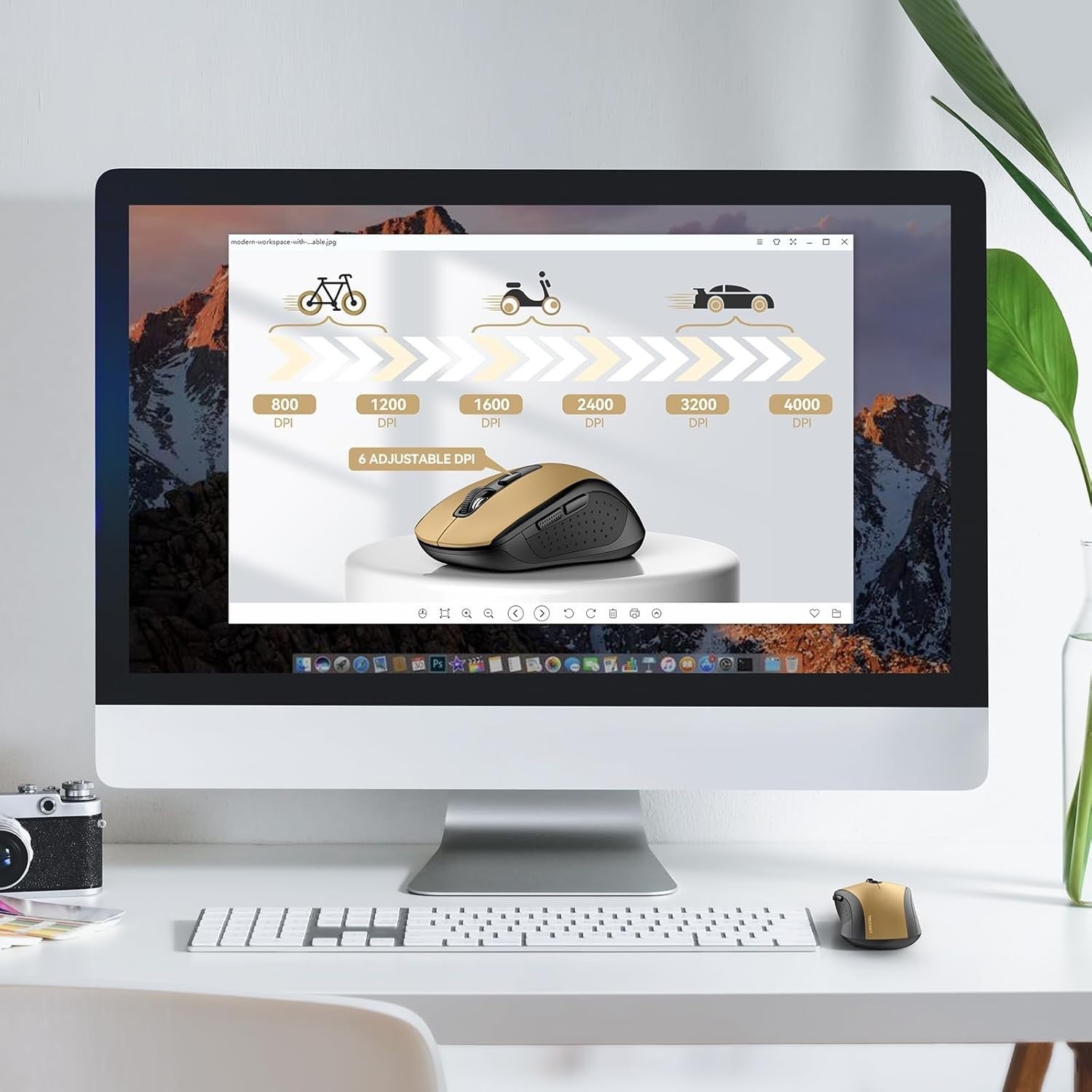 Luxury Gold Wireless Mouse 4000 DPI Dual Mode Ergonomic Long Battery Life