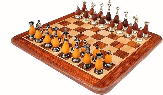 15" Luxury Wooden Chess Set – Acacia Inlaid Board + Brass & Wood Pieces