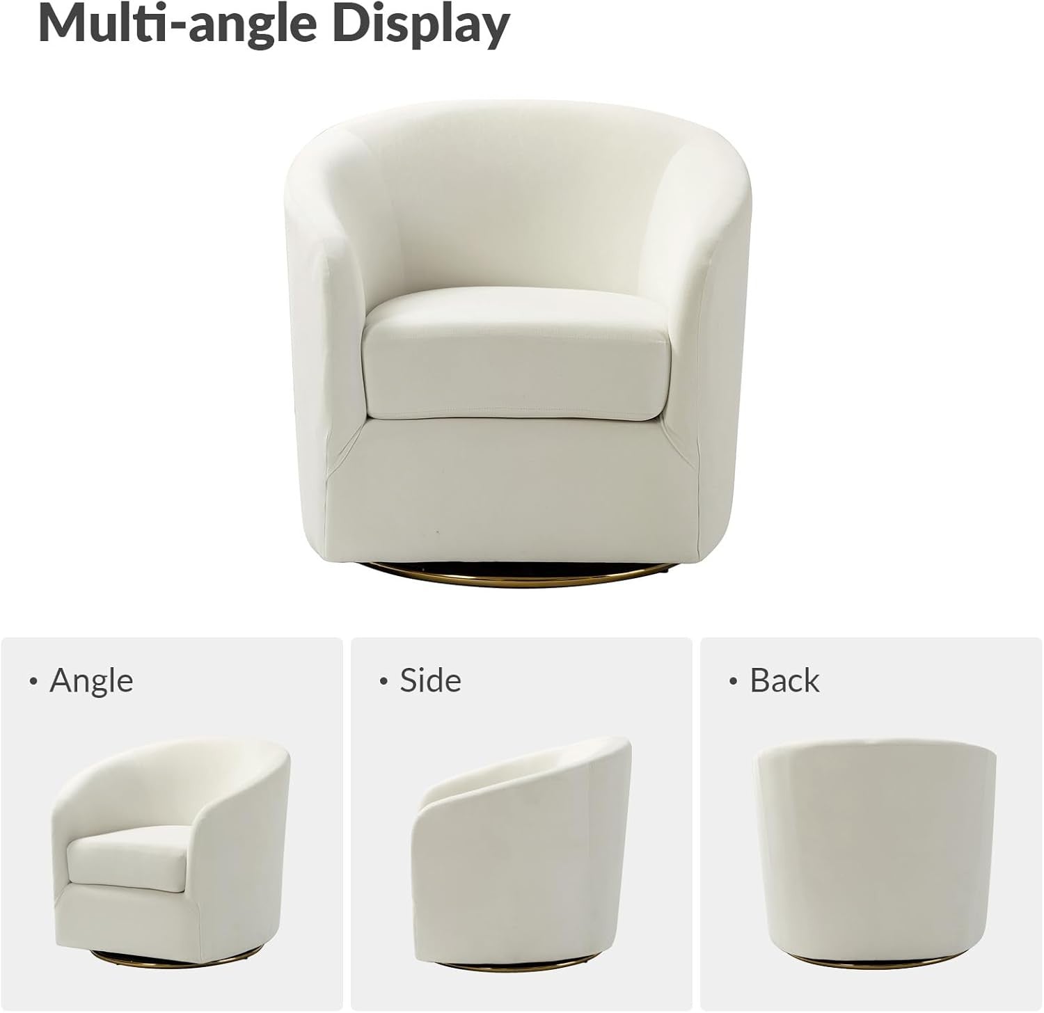 Luxury Swivel Accent Chair Velvet Upholstered Barrel Seat with Gold Base