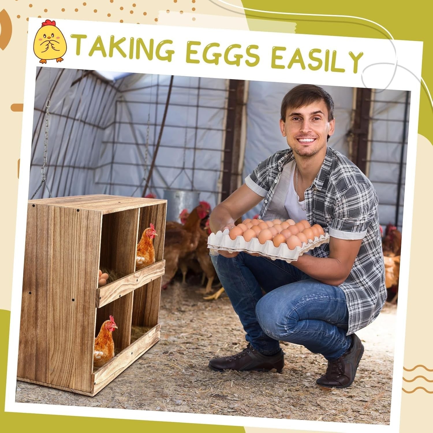 4 Compartment Wooden Chicken Nesting Boxes Easy Assembly