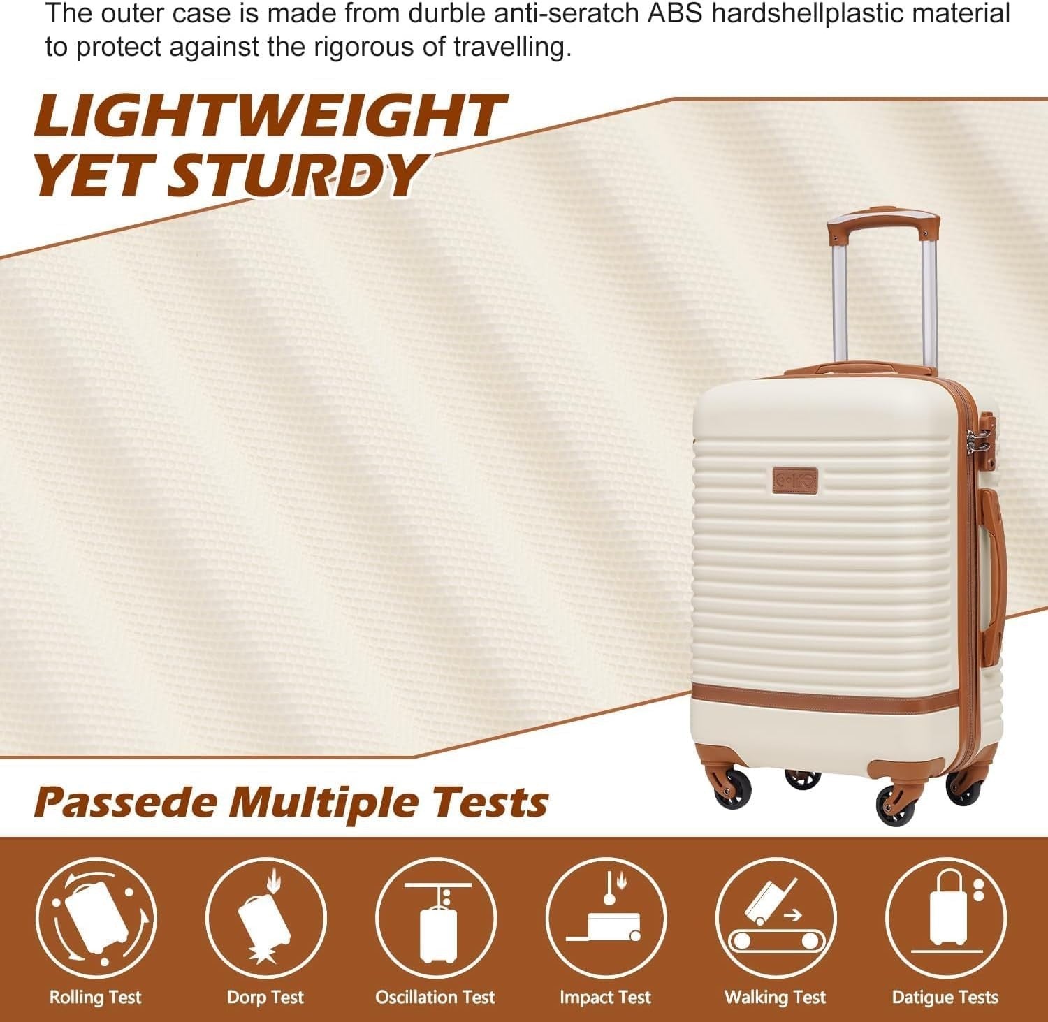 24'' Green Brown Luggage Set Hard Shell TSA Lock 360 Spinner + Backpack