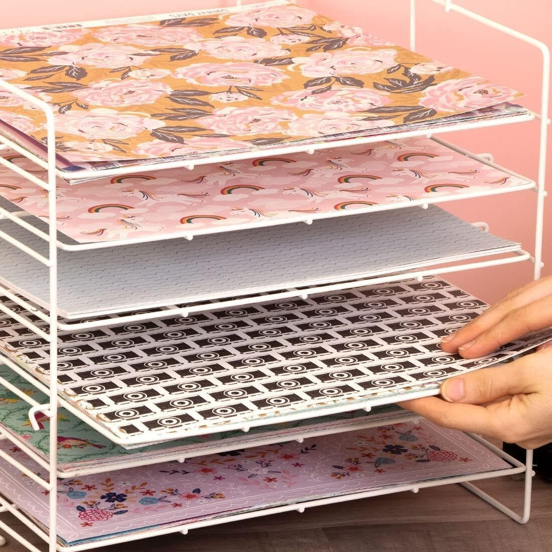 6-Tier Desktop Paper Organizer Tray | Stackable Craft & Scrapbook Storage