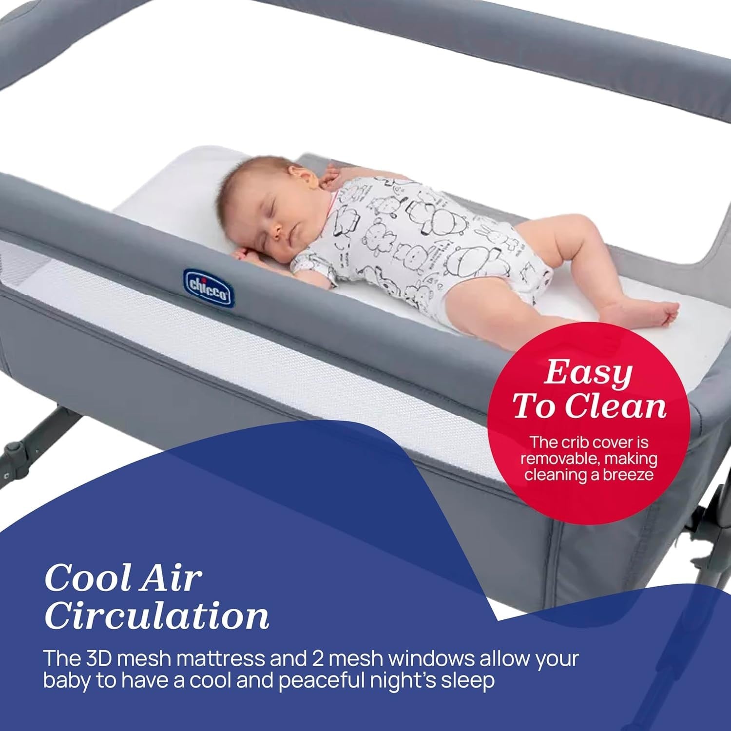 Next2Me Baby Bedside Crib Adjustable Height Travel Cot with Mattress 0-6M Beige
