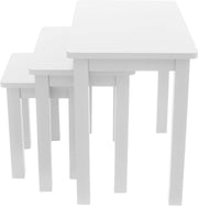 Space Saving Nesting Coffee Side End Tables Set of 2 Wood White Living Room